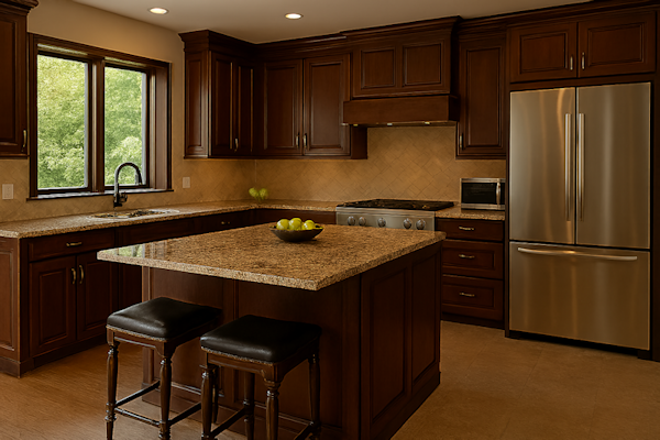 Remodeled kitchen with island, quartz counters and shaker cabinets in Agua Dulce