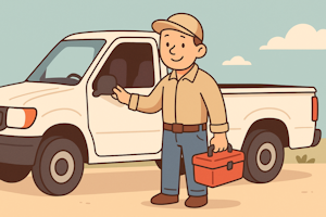 Illustration man and truck